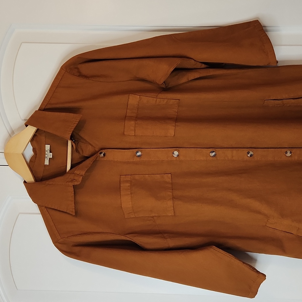 Mph Collection Rust Orange Cotton Button Front Sh… - image 3